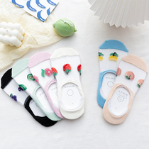 Socks female cute Japanese socks Ice Silk shallow mouth boat Socks silicone non-slip summer tide ins womens socks invisible socks