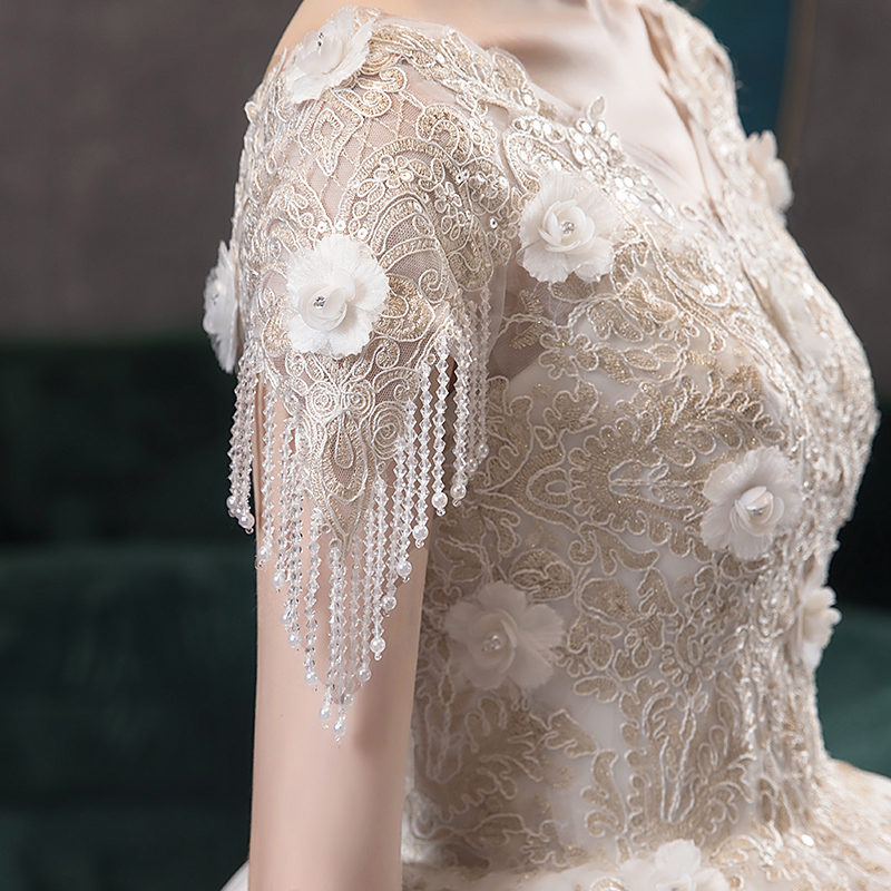 French light main wedding dress 2022 new bridal high waist pregnant woman model large size qi qi small size drag tail simple summer