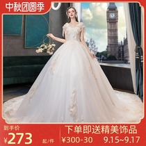 Light main wedding dress dress dress 2021 new bride high waist pregnant woman belly V collar temperament summer tail