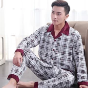 Mùa xuân và mùa thu cotton trung niên đồ ngủ nam