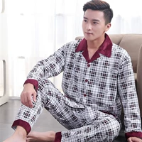 Mùa xuân và mùa thu cotton trung niên đồ ngủ nam bộ quân áo ngủ nam