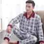 Mùa xuân và mùa thu cotton trung niên đồ ngủ nam bộ quân áo ngủ nam