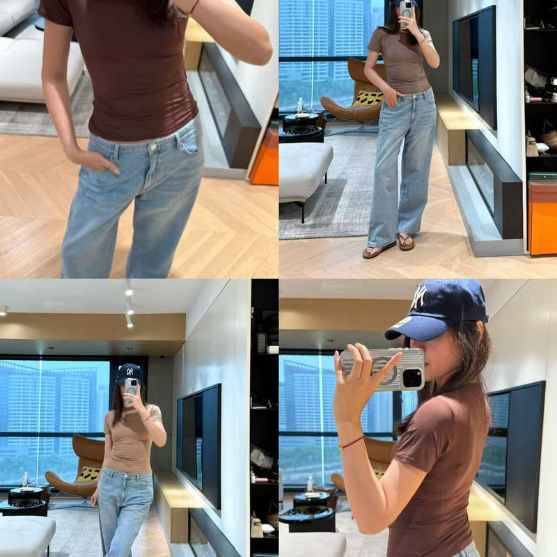 Breathing T-Shirt~ Kardashian-Style *Fits Everybody* Elastic Tight-Fitting Body-Shaping Long and Short Sleeve Top