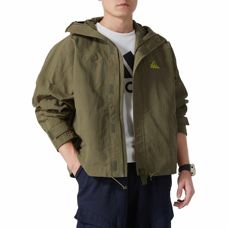 Adidas Clover Jacket Men's Spring New Outdoor Windproof Jacket Loose Hooded Jacket Jd5420