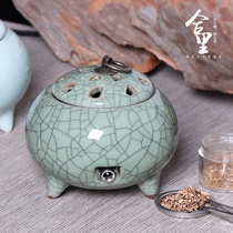 Timing temperature adjustment electronic aromatherapy furnace household indoor plug electric heating oil fragrance powder ceramic tripod sandalwood stove