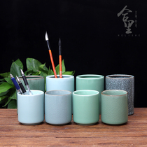 Longquan celadon study Four Treasures office supplies creative stationery students desktop storage Ballpoint Pen pencil hair Pen Holder