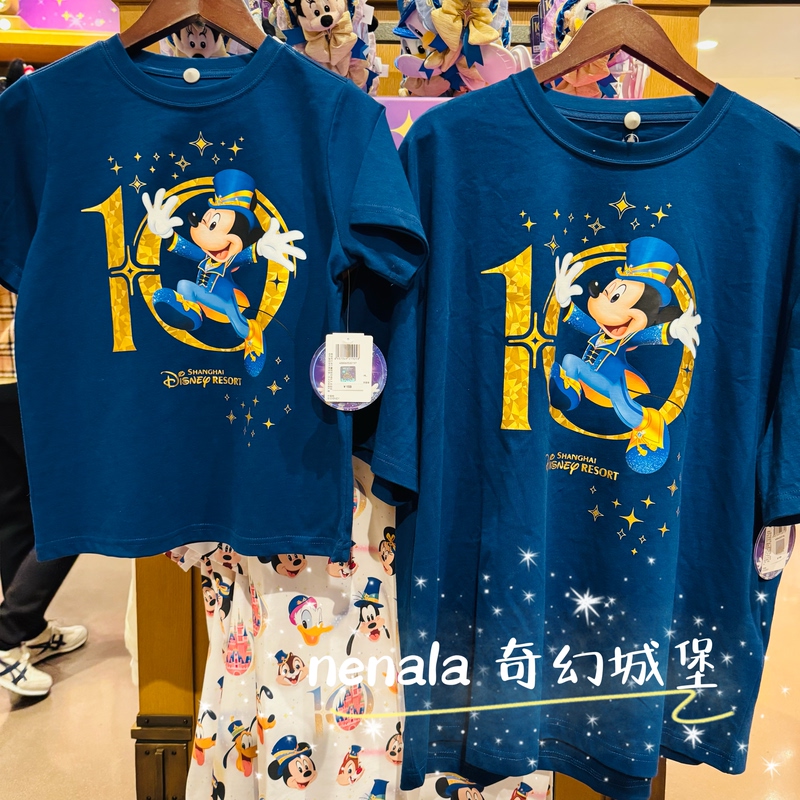 Shanghai Disney 10Th Birthday Celebration Mickey Cartoon Parent-Child Outfits Couple Outfits Short-Sleeved T-Shirts