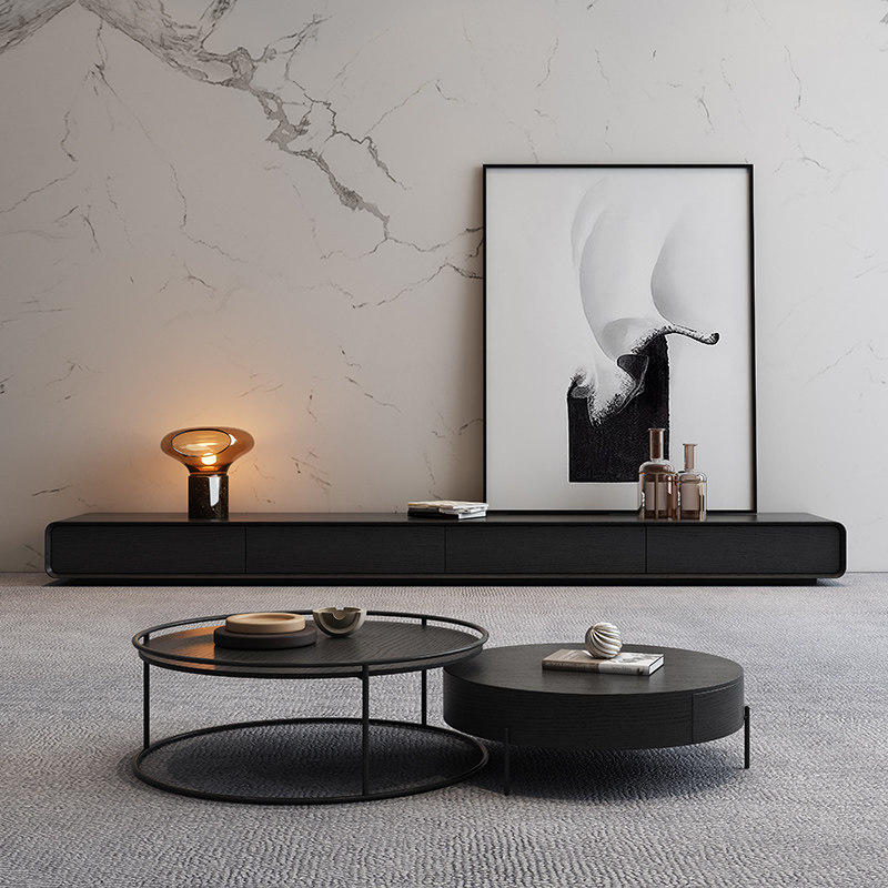 Nordic Light Lavish Tea Table TV Cabinet Combo Modern Minima Small Family Style Living Room Home Bedroom Ground Cabinet TV Enclosure