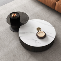 Italian rock plate round coffee table large and small apartment light luxury modern simple multifunctional household coffee table TV cabinet combination