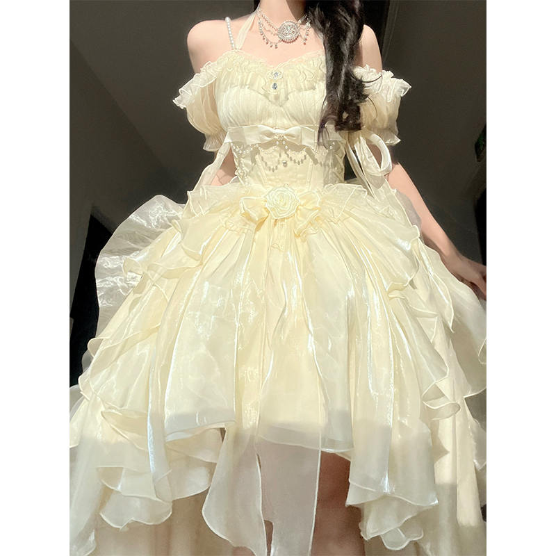Christmas-Themed Dress, Elegant and Noble, Natural Color, Lolita Wedding Dress, Adult Dress, Jsk Suspender Dress