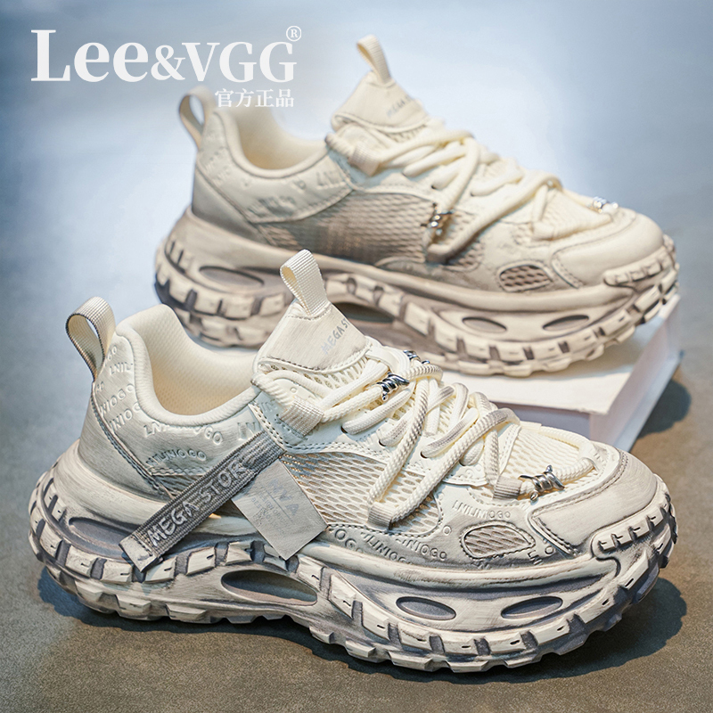 Lee&Vgg Mesh Men's Shoes 2026 New Fashion High-End Dad Shoes Height-Increasing Versatile Sports Casual Trendy Shoes