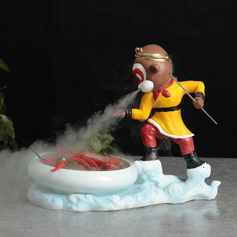 Creative Dry Ice Specialties at Hot Pot Restaurant: Sun Wukong Crab, Seafood Cold Dishes, Smoking Atmosphere, Tableware and Trays