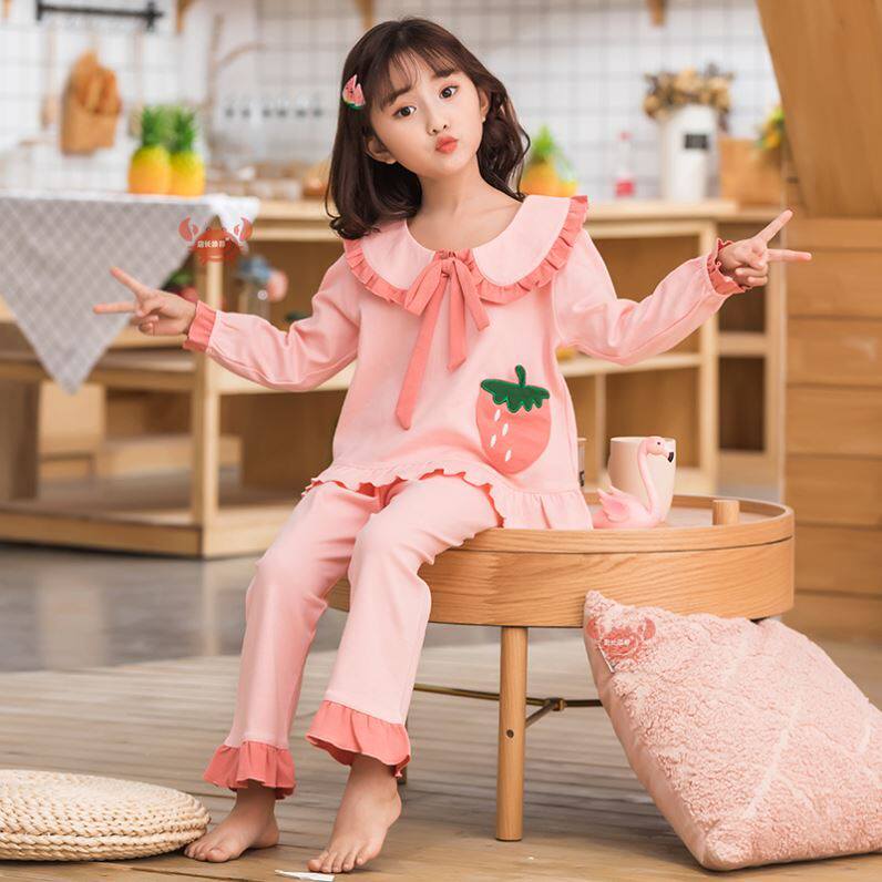 Little girl's pajamas female treasure spring and autumn summer children's pajamas Princess sweet home clothes suit thin net red explosion models