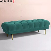 American Modern Velvet Sofa Stool Pull Button Bedroom Bed End Stool Clothing Store Shoe Changing Stool Living Room Entrance Stool Footstool