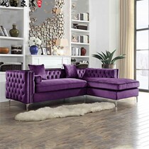 American Modern Fashion Purple Fabric Model Apartment Living Room Club Corner Chaise Combination Three Seat Sofa