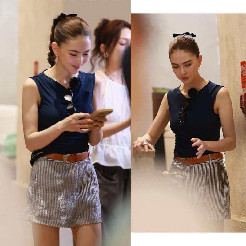 2026 New Model Chinese Restaurant Style Solid Color Sleeveless Tank Top T-Shirt Slim Fit Striped Skirt for Women Summer