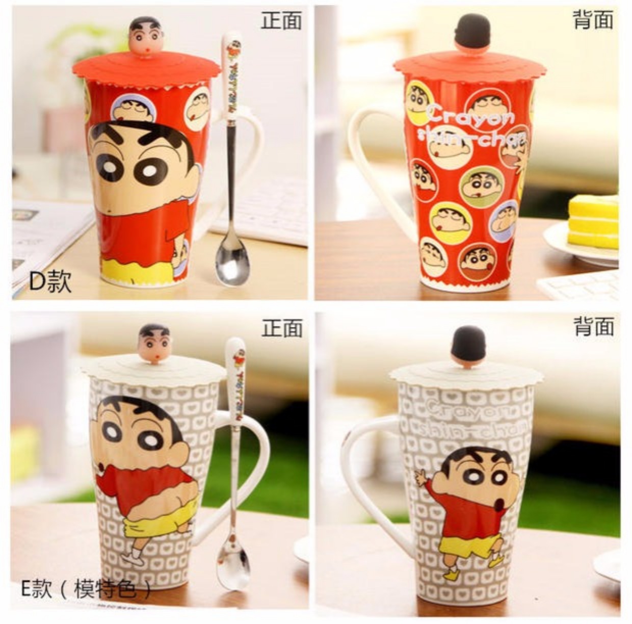 Cốc gốm sáng tạo công suất lớn cốc cốc bút chì màu nhỏ đôi mới cốc cà phê cốc sữa cốc có nắp muỗng bình đựng nước uống