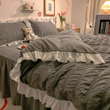 Хлопковый комплект, пододеяльник для принцессы, покрывало, простыня, популярно в интернете, 4 предмета, в корейском стиле, увеличенная толщина