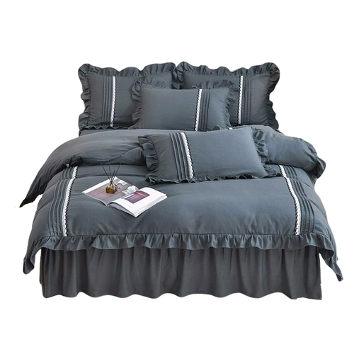 Цветной комплект, пододеяльник, простыня, фартук, в корейском стиле, 4 предмета, простой и элегантный дизайн, популярно в интернете