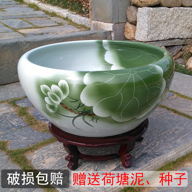 Jingdezhen Ceramic Flower Pot Creative Indoor Flower Pot Water Lily Bowl Lotus Pot Lotus Pot Plant Flower Pot Living Room Fish Tank