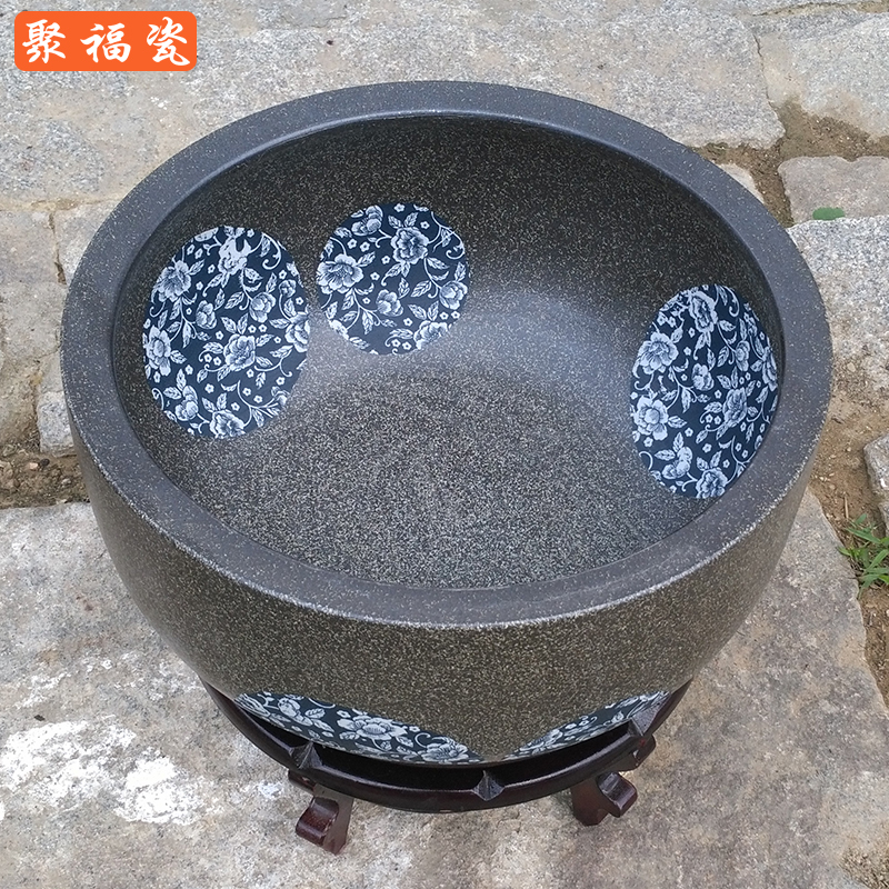 Jingdezhen ceramic flower pot balcony potted green radish pot goldfish tank turtle tank lotus pot water lily bowl lotus pot