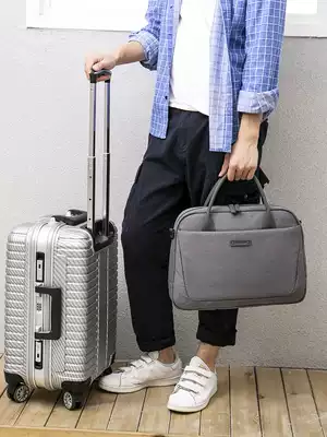Fashion portable briefcase Ladies professional large-capacity canvas totter bag Messenger simple shoulder laptop bag Men