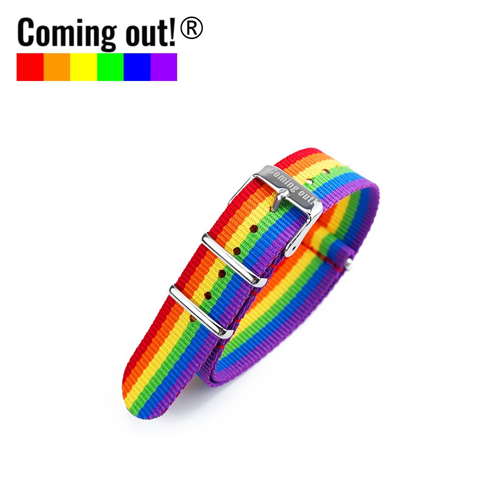 18Mm Stainless Steel Buckle (Bottle)Coming   out ! Hexachrome  rainbow All in one watch band Bracelet Wristband LGBT comrade primary Delay girl ornaments