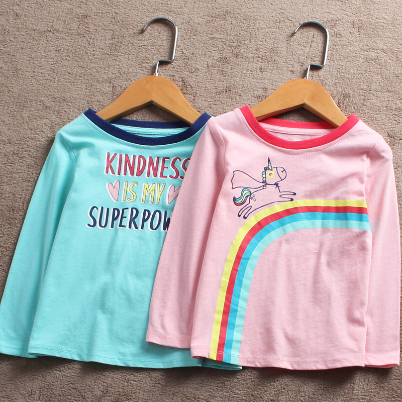 D395-L4 Children's clothing 85-105 yards from Europe and Europe Single children Spring and autumn money Long sleeves T-shirt girl child's foreign trade original single