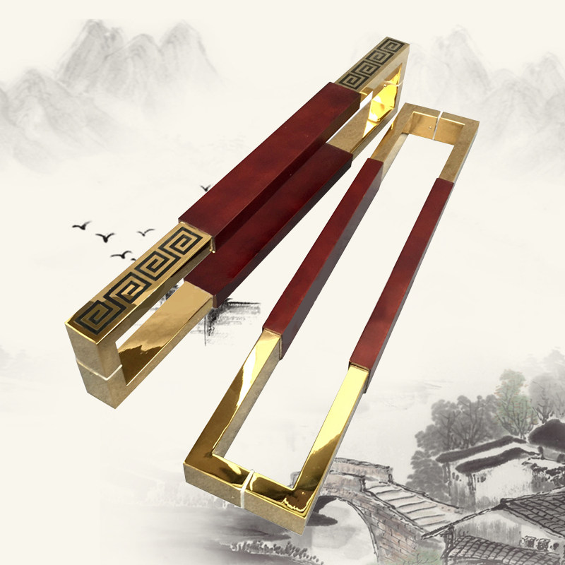 Customized modern Chinese stainless steel big handle golden rosewood solid wood glass door big handle solid wood handle