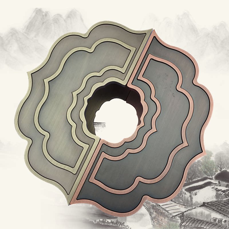 Chinese antique carved door handle villa hotel club glass door antique copper door handle European style semi-circle handle