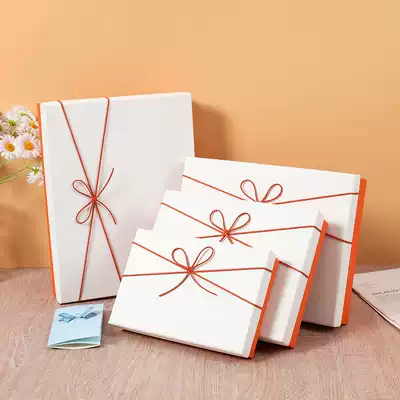 Birthday gift box High-end orange packaging box Exquisite hand gift box Simple ins gift box empty box customization