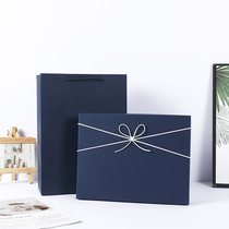 Gift box Empty box Blue gift box Simple Korean packaging box clothes Scarf Birthday gift box Long customization