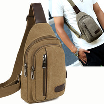 New mens chest bag crossbody shoulder bag chest bag canvas casual bag Korean version of small backpack mens bag trend running bag