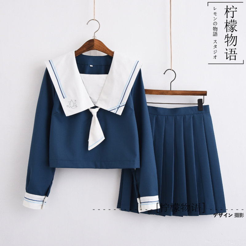 Day Department JK Uniform Blue and blue square collar 2nd Class sailor dress Soft girl dress Girls School Uniform College Wind Suit Class