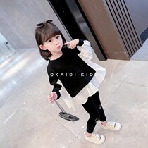 OKAIDI French girls spring style casual suit 2022 new trendy children Korean version spring and autumn long sleeves Two sets