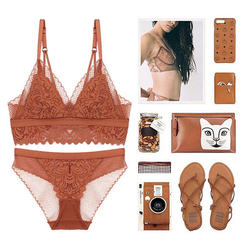 French vintage lace lingerie sexy beauty back big chest small underwear set flat chest ultra thin model no underwire bra