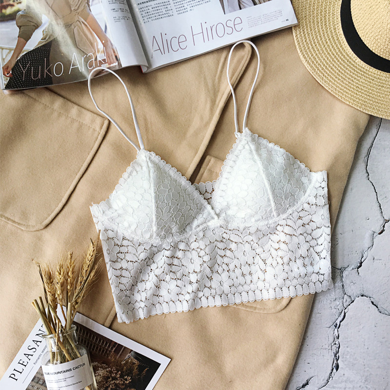 Method Fine Shoulder Strap Harness Vest Type Underwear Insert Pad Anti-Bump Slim Lace No Steel Ring Bra Underwear Female Summer