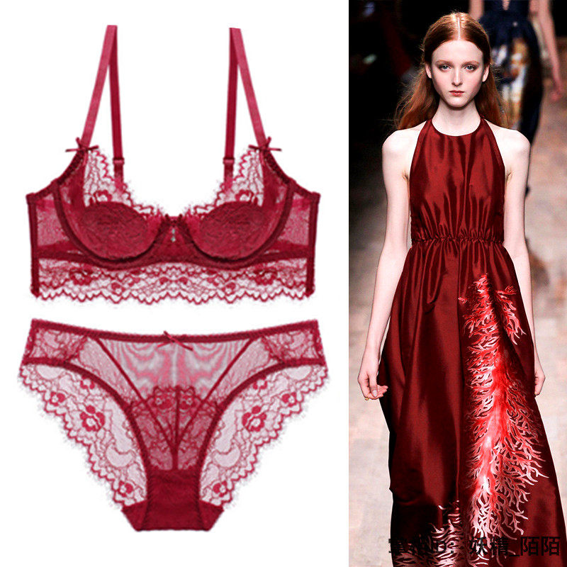 Spring and summer Sexy lingerie collection Breast Lingerie Suit Coalage Lace this life red wedding lady bra