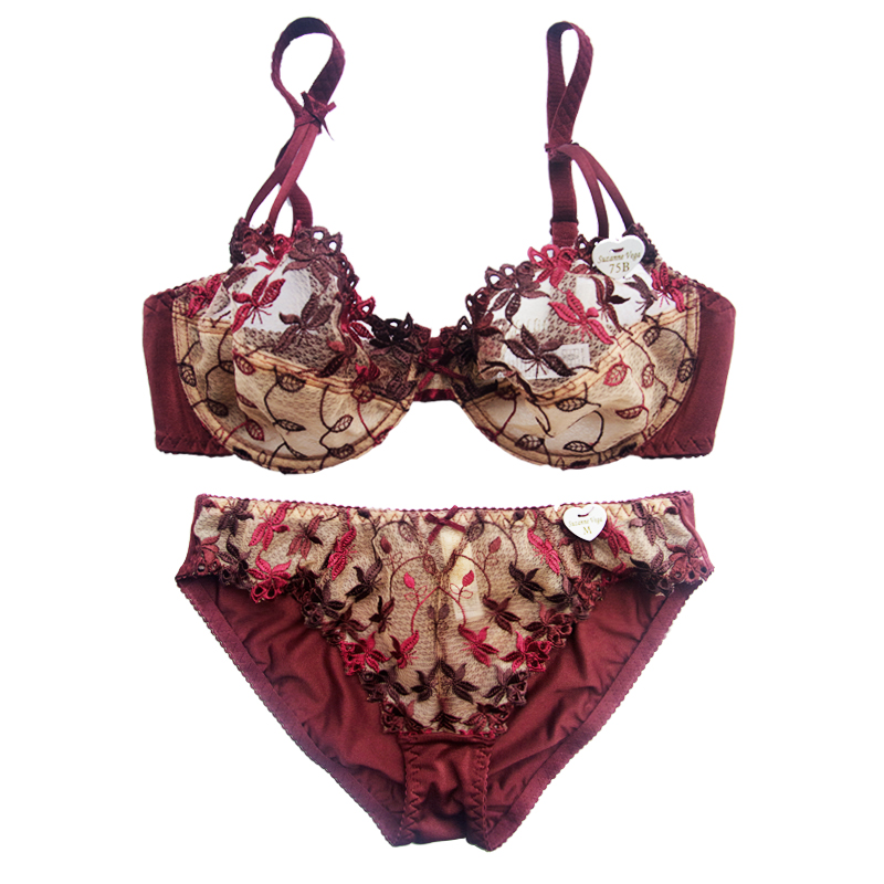 Summer new large breasts with small bra thin air and transparent large size and large size fat red sexy lace slim lingerie female European and American