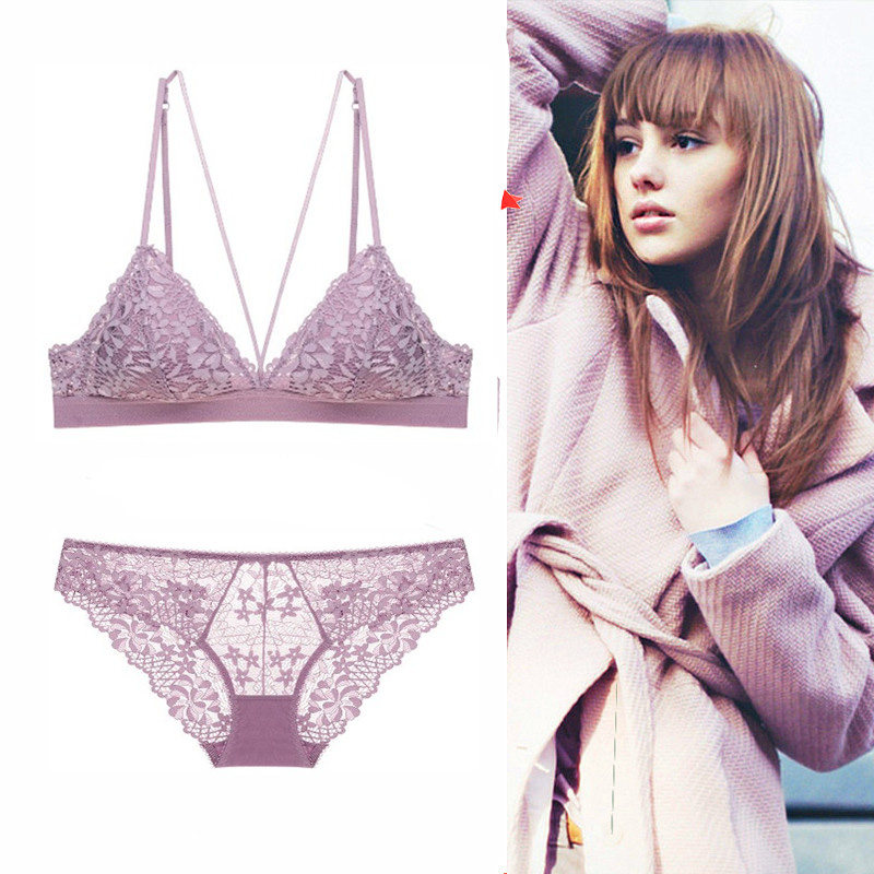 Fa-style comfort No steel ring lace small cute thin section student Underwear Triangle Cup Small Chest Sexy Bra