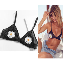 Legal embroidered anti-bump ultra-thin section without sponge triangular soft cup bralette without steel ring bra underwear summer