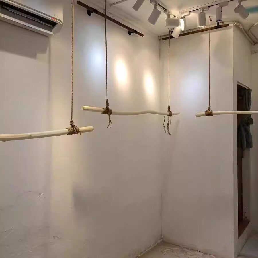 Clothing Store Branches Show Shelves Upper Wall Clothing Rack Side Hanging Shop Windows Retro Hemp Rope Wooden Stick Hanger Suspension Rings Suspended-Taobao
