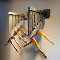 Clothing store adhesive hook wooden retro ring womens clothing rack on the wall wall hanging childrens clothing store hanging shelves