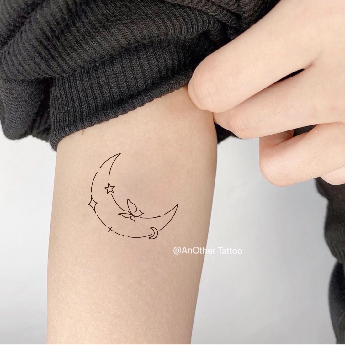 AnOther Tattoo thin line ins style personality butterfly moon lasting tattoo stickers buy one get one free