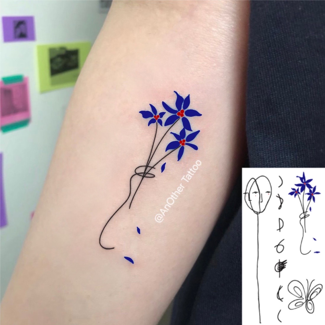 AnOther Tattoo Western style personalized tattoo stickers combination ins minimalist lines lasting waterproof buy one get one free