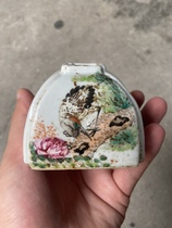 The Republic of China Qianzhu colorful flower and bird water jar antique antique old goods second-hand antique porcelain collection ornaments stationery