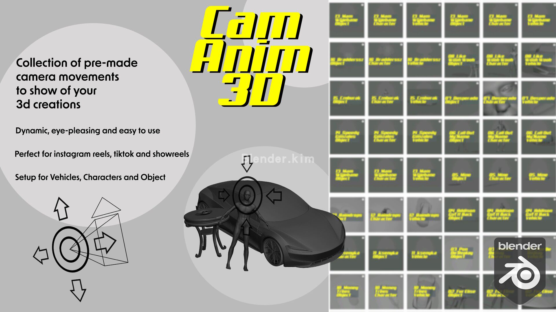 相机动作预设 Cam Anim 3D - Blender预设-魔酷网