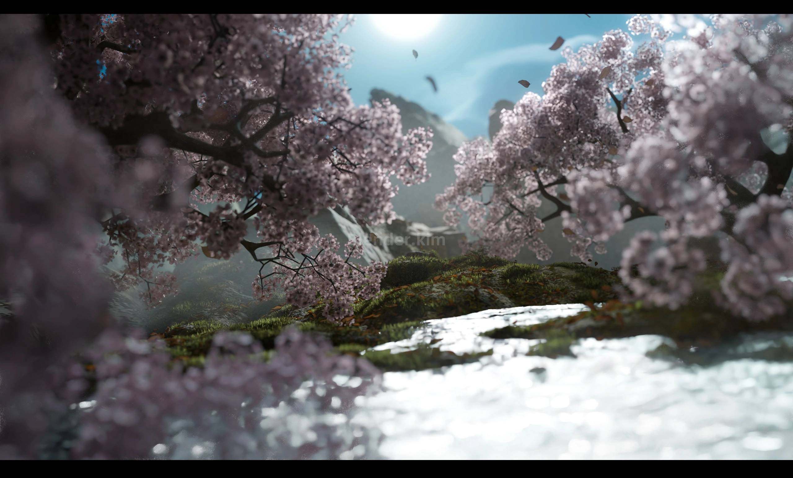 【Blender+PS流程】夜樱场景-魔酷网