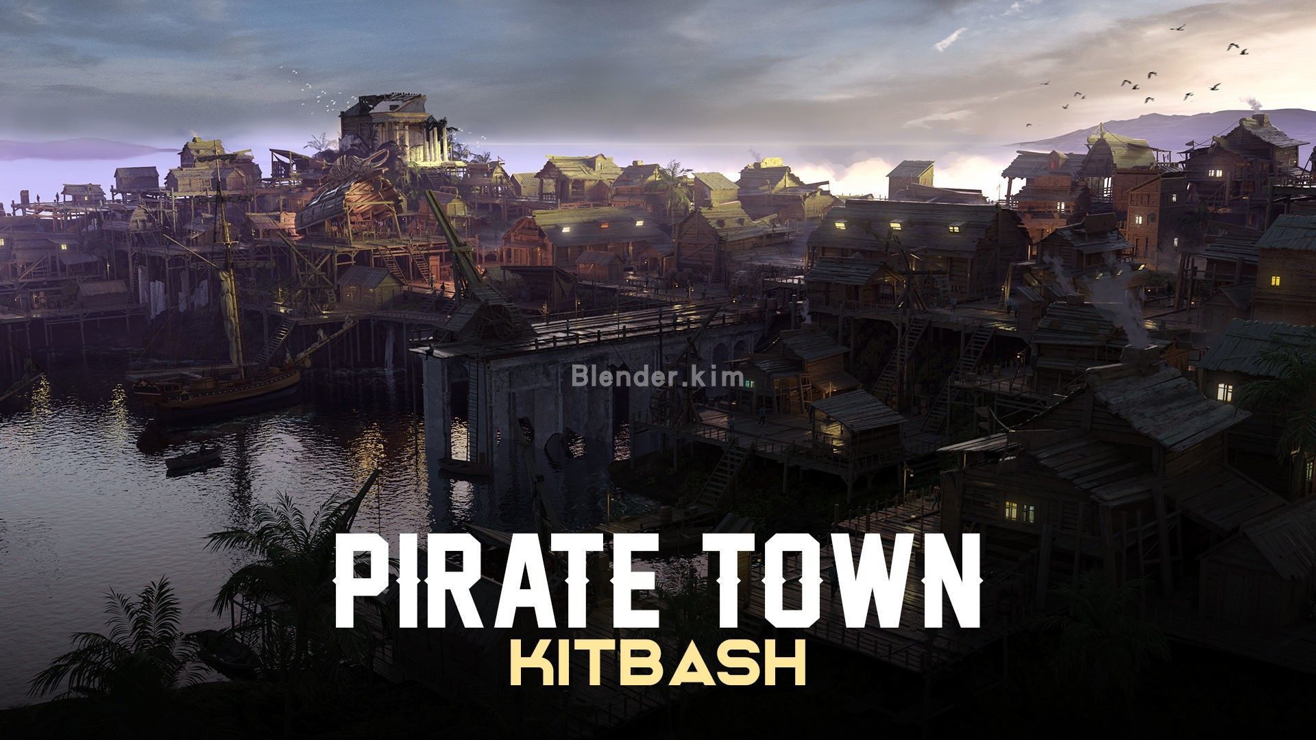 海岛镇资产库Pirate Town - Kitbash-魔酷网