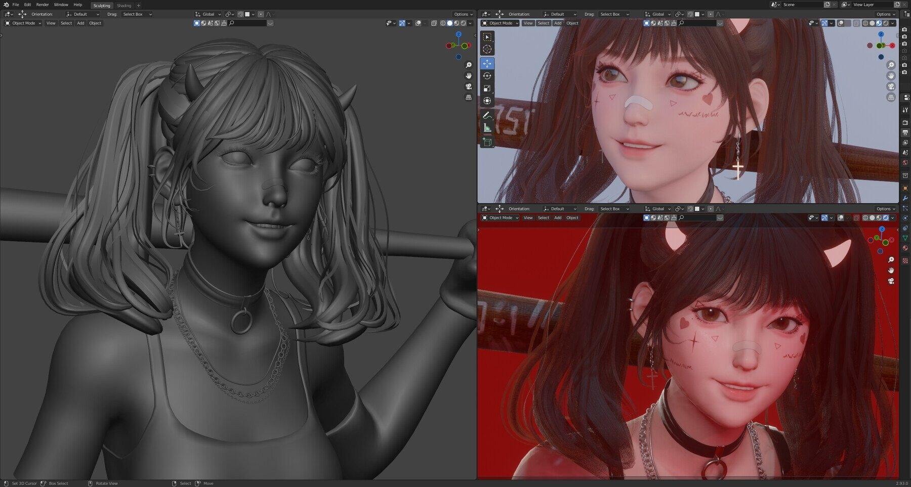 图片[2]-Blender棒球少女肖像-魔酷网